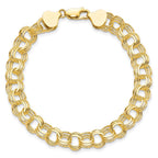 10k 7mm Solid Diamond-cut Triple Link 7 inch Charm Bracelet