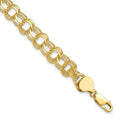 10k 7mm Solid Diamond-cut Triple Link 7 inch Charm Bracelet