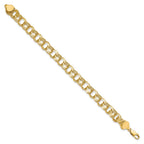 10k 8mm Solid Diamond-cut Triple Link 7 inch Charm Bracelet