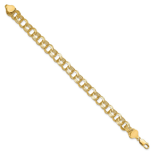 10k 8mm Solid Diamond-cut Triple Link 7 inch Charm Bracelet