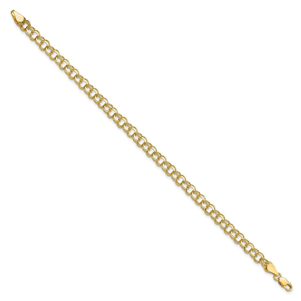 10k 5.25mm Solid Diamond-cut Double Link 7 inch Charm Bracelet