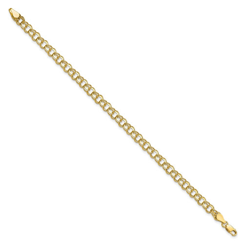 10k 5.25mm Solid Diamond-cut Double Link 8 inch Charm Bracelet