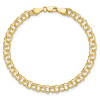 10k 5.25mm Solid Diamond-cut Double Link 7 inch Charm Bracelet