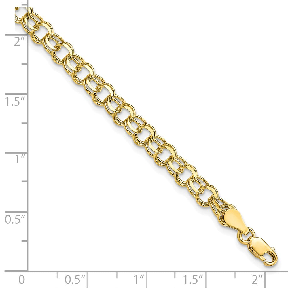 10k 5.25mm Solid Diamond-cut Double Link 8 inch Charm Bracelet