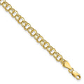 10k 5.25mm Solid Diamond-cut Double Link 7 inch Charm Bracelet