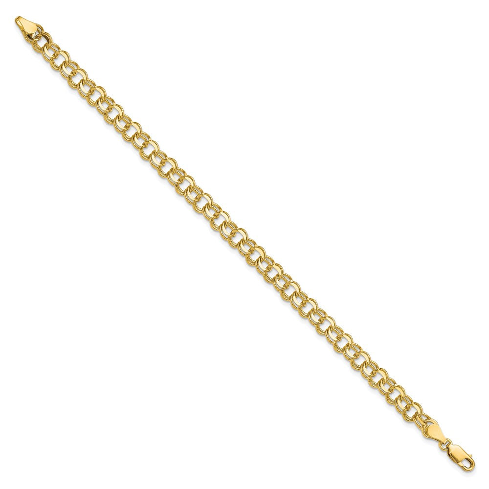 10k 5.5mm Solid Diamond-cut Double Link 7 inch Charm Bracelet