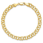 10k 5.5mm Solid Diamond-cut Double Link 8 inch Charm Bracelet