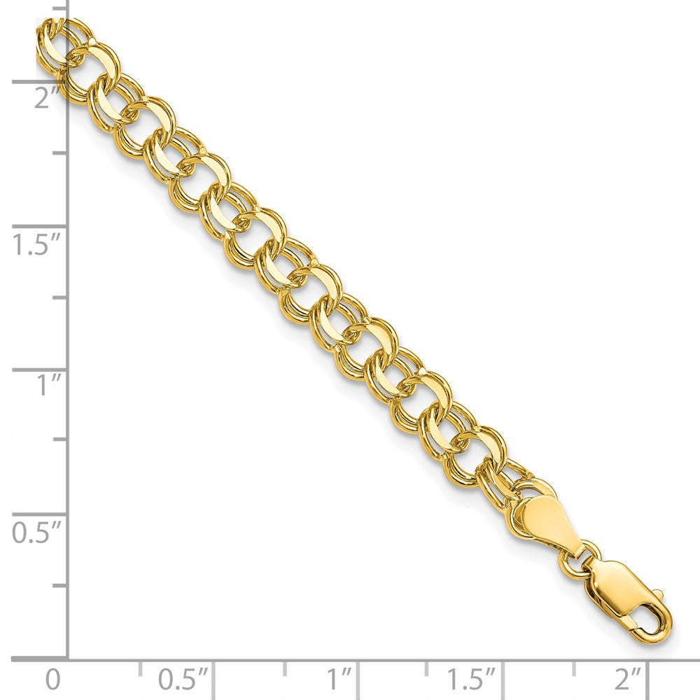 10k 5.5mm Solid Diamond-cut Double Link 8 inch Charm Bracelet