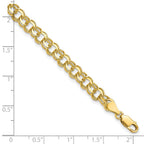 10k 5.5mm Solid Diamond-cut Double Link 7 inch Charm Bracelet