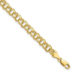 10k 5.5mm Solid Diamond-cut Double Link 7 inch Charm Bracelet