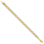 10k 6mm Solid Diamond-cut Double Link 7 inch Charm Bracelet