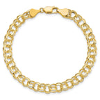 10k 6mm Solid Diamond-cut Double Link 7 inch Charm Bracelet