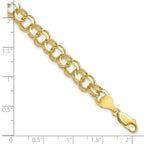 10k 7mm Solid Diamond-cut Double Link 8 inch Charm Bracelet