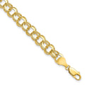 10k 7mm Solid Diamond-cut Double Link 8 inch Charm Bracelet