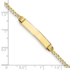 10k Polished Solid Chain/Solid Plate Curb Link 25x5mm Plate ID Bracelet