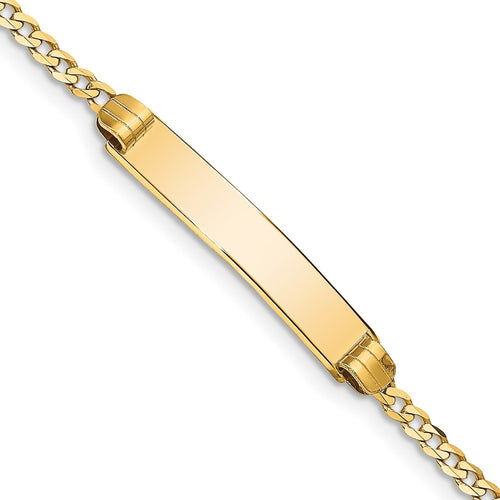 10k Polished Solid Chain/Solid Plate Curb Link 25x5mm Plate ID Bracelet