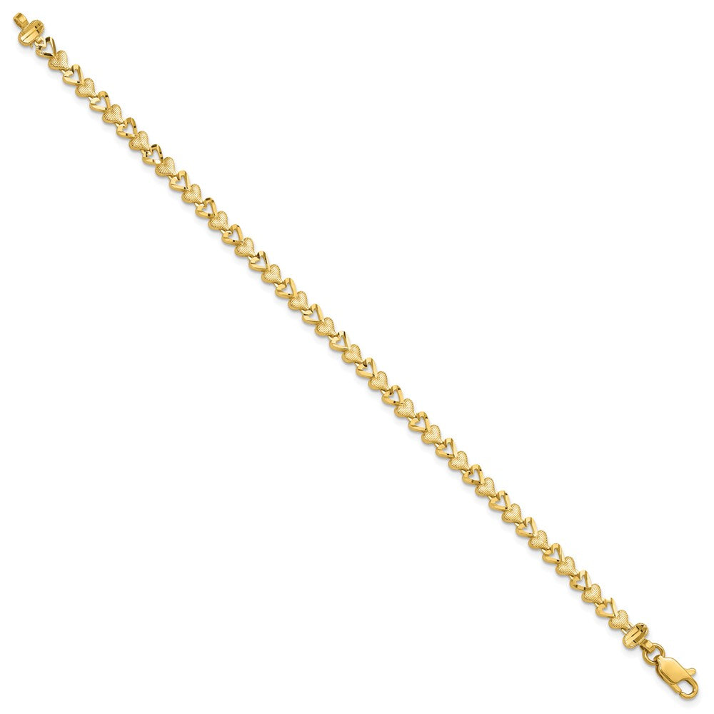 10k Diamond-cut Heart 7 inch Bracelet