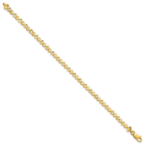 10k Diamond-cut Heart 7 inch Bracelet
