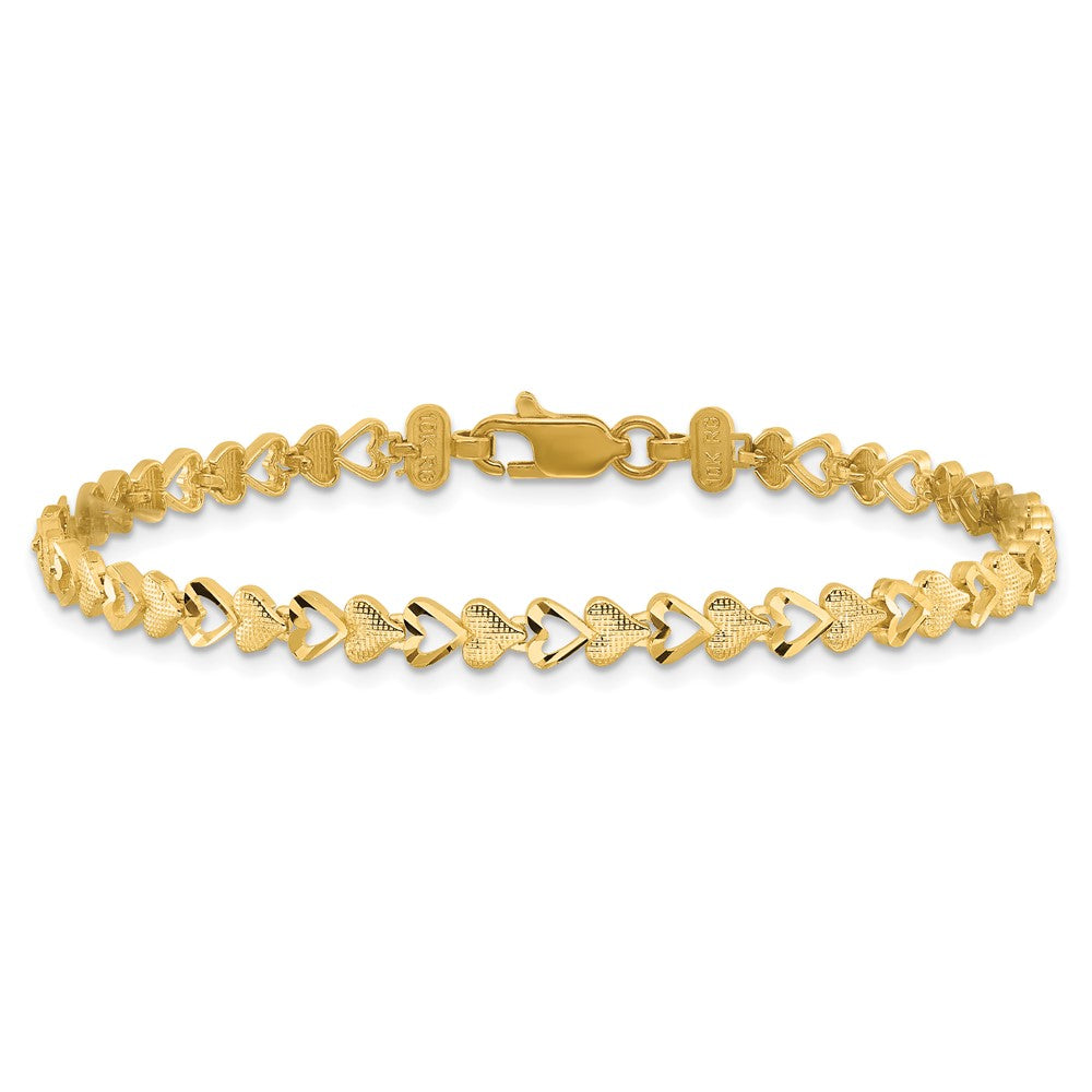 10k Diamond-cut Heart 7 inch Bracelet