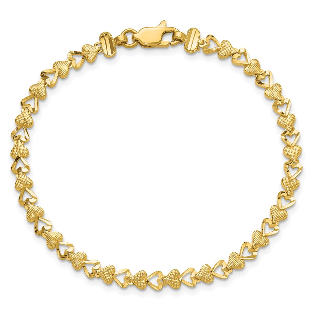 10k Diamond-cut Heart 7 inch Bracelet