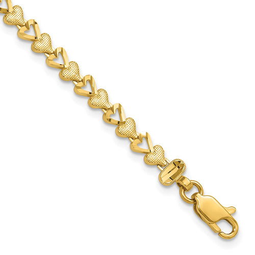 10k Diamond-cut Heart 7 inch Bracelet