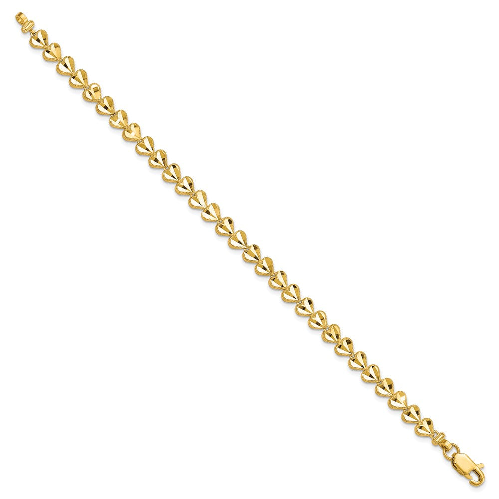 10k Diamond-cut Heart 7 inch Bracelet