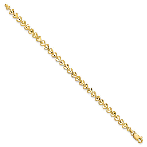 10k Diamond-cut Heart 7 inch Bracelet