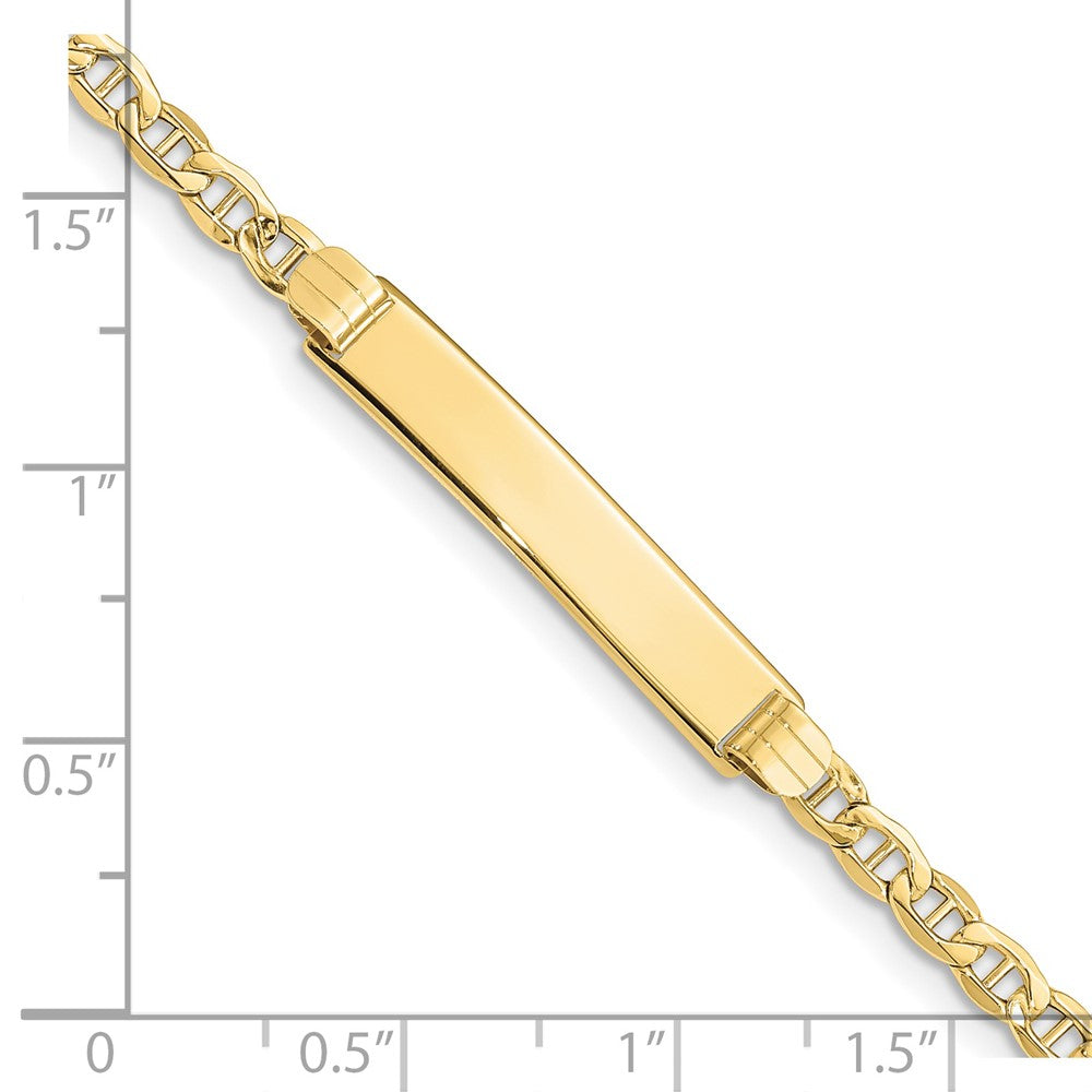 10k Polished Semi-Solid Chain/Solid Plate Anchor Link 25x5mm Plate ID Bracelet
