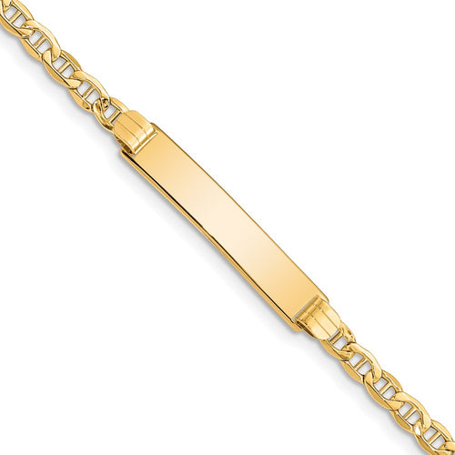 10k Polished Semi-Solid Chain/Solid Plate Anchor Link 25x5mm Plate ID Bracelet