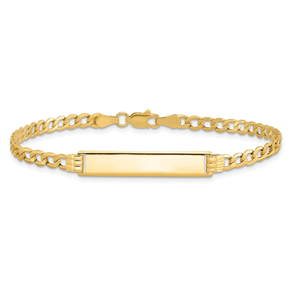 10k Polished Semi-Solid Chain/Solid Plate Cuban Link 25x5mm Plate ID Bracelet