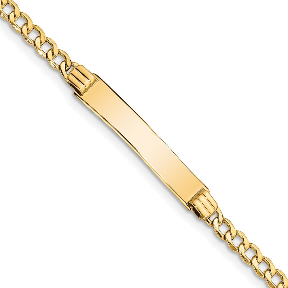 10k Polished Semi-Solid Chain/Solid Plate Cuban Link 25x5mm Plate ID Bracelet