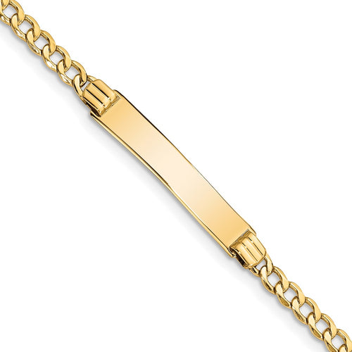 10k Polished Semi-Solid Chain/Solid Plate Cuban Link 25x5mm Plate ID Bracelet