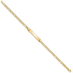 10k Polished Semi-Solid Chain/Solid Plate Figaro Link 25x5mm Plate ID Bracelet