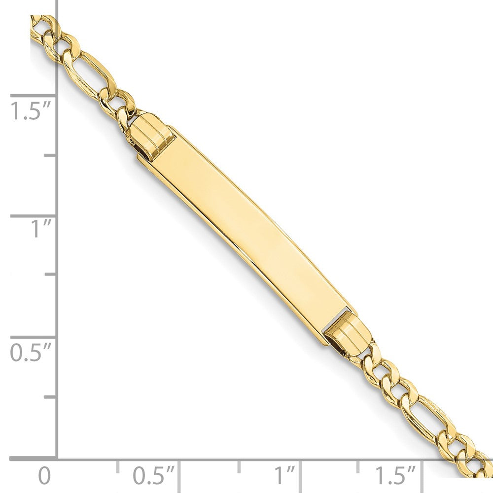 10k Polished Semi-Solid Chain/Solid Plate Figaro Link 25x5mm Plate ID Bracelet