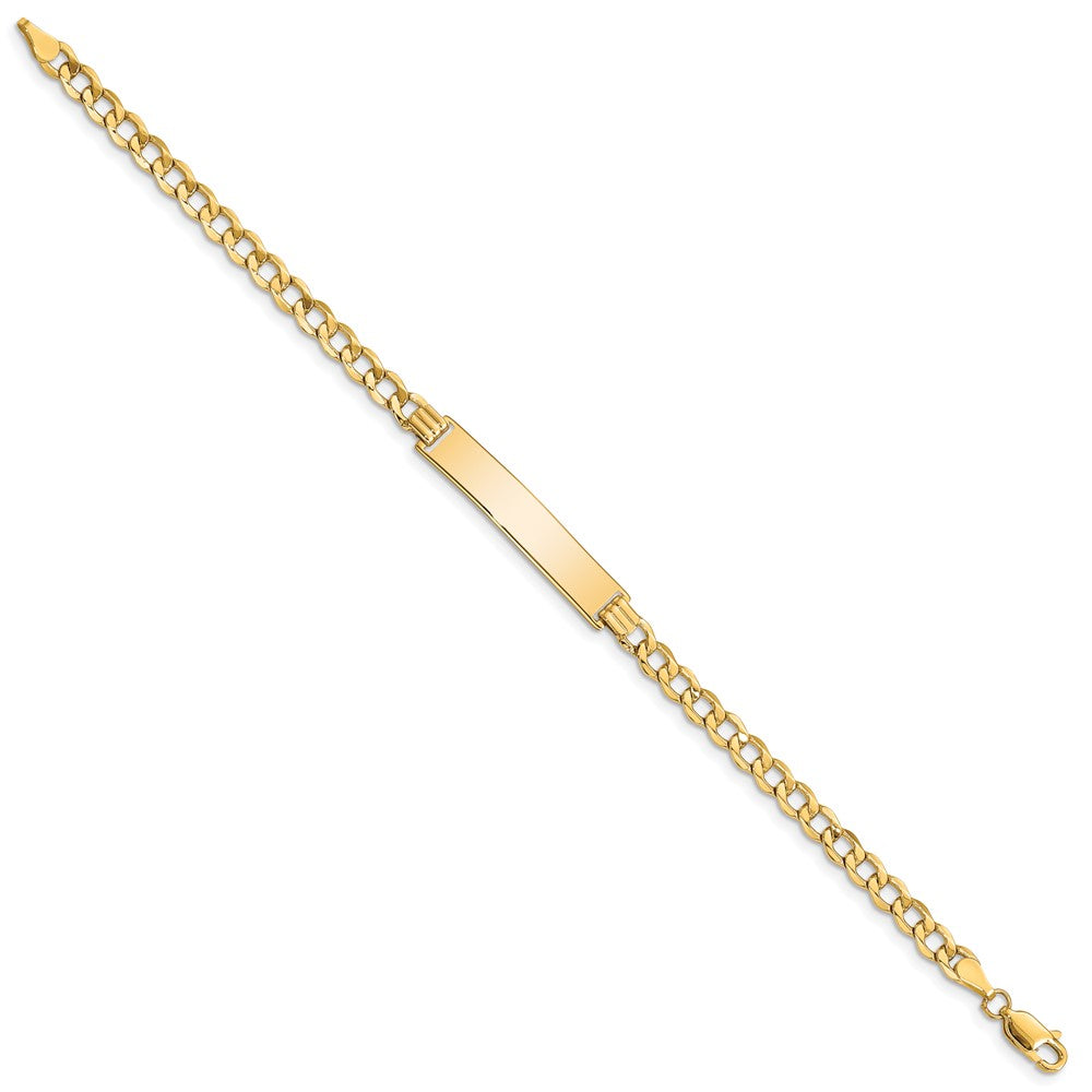 10k Polished Semi-Solid Chain/Solid Plate Curb Link 33x6mm Plate ID Bracelet