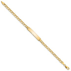 10k Polished Semi-Solid Chain/Solid Plate Curb Link 33x6mm Plate ID Bracelet