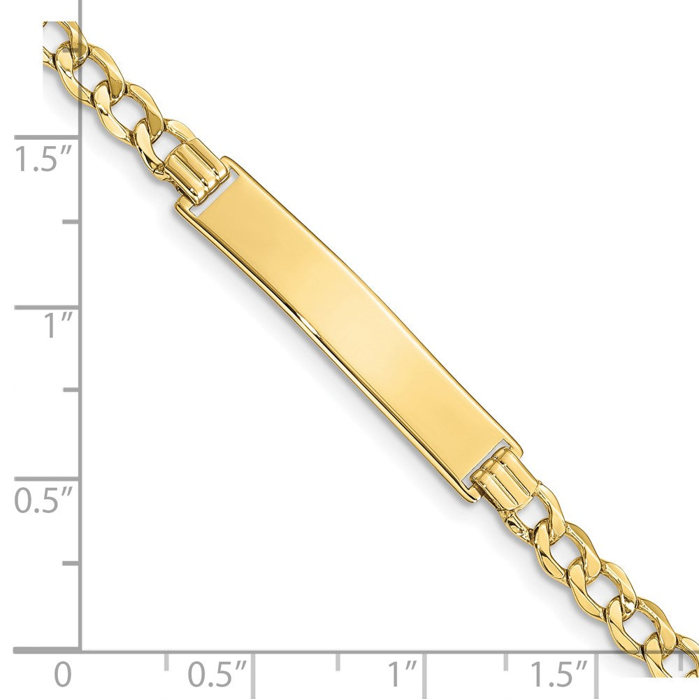 10k Polished Semi-Solid Chain/Solid Plate Curb Link 33x6mm Plate ID Bracelet