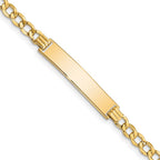 10k Polished Semi-Solid Chain/Solid Plate Curb Link 33x6mm Plate ID Bracelet