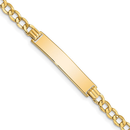 10k Polished Semi-Solid Chain/Solid Plate Curb Link 33x6mm Plate ID Bracelet