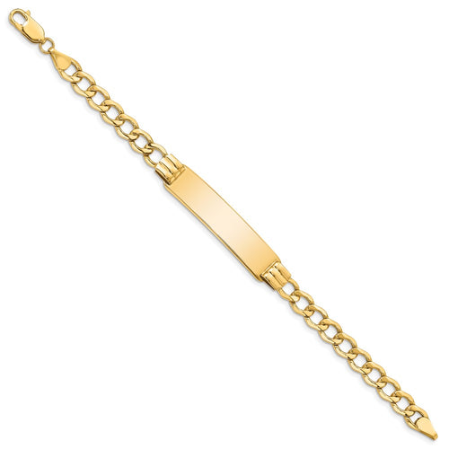 10k Polished Semi-Solid Chain/Solid Plate 5.9mm Curb Link 37x10mm Plate ID Bracelet