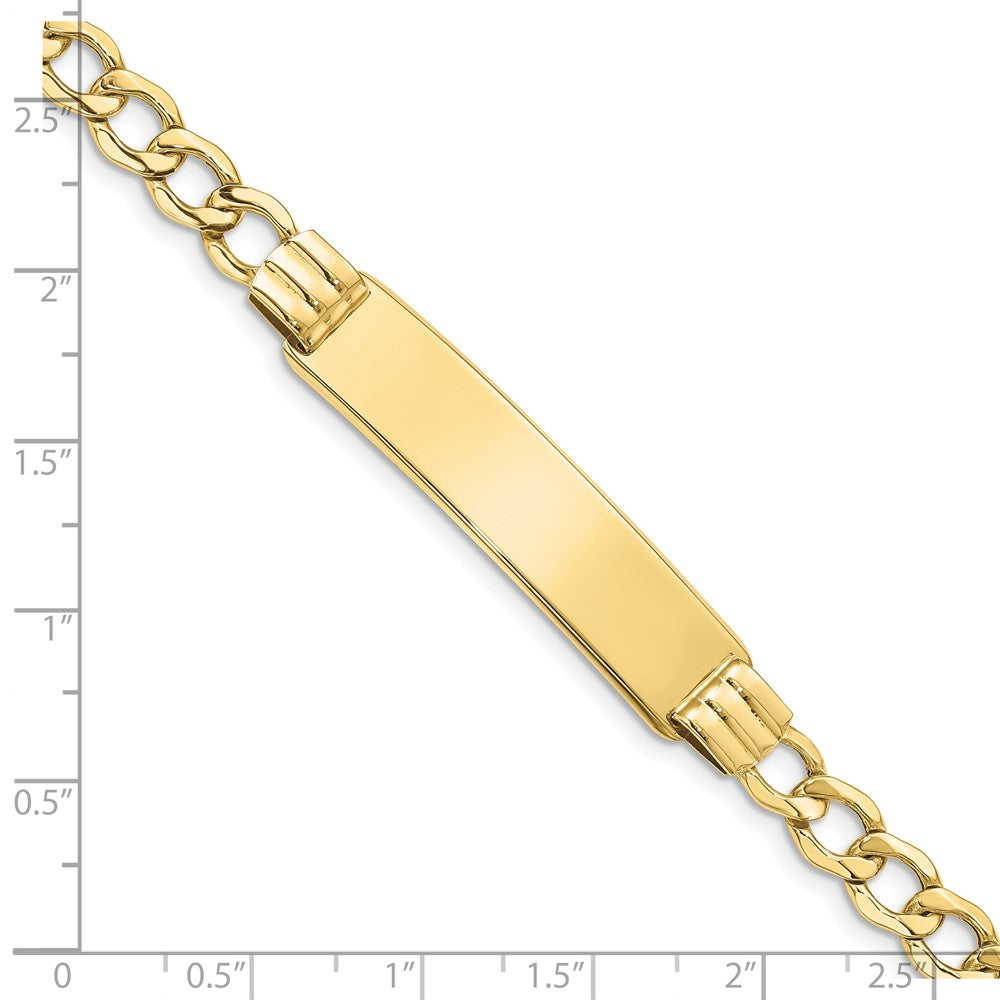10k Polished Semi-Solid Chain/Solid Plate 5.9mm Curb Link 37x10mm Plate ID Bracelet