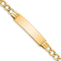 10k Polished Semi-Solid Chain/Solid Plate 5.9mm Curb Link 37x10mm Plate ID Bracelet