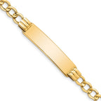 10k Polished Semi-Solid Chain/Solid Plate 5.9mm Curb Link 37x10mm Plate ID Bracelet