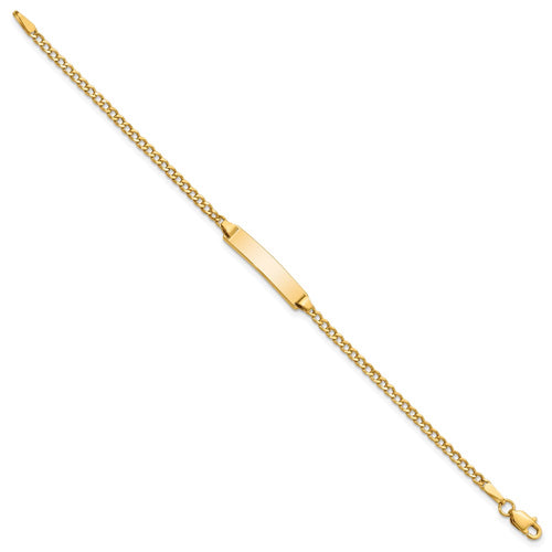 10k Polished Semi-Solid Chain/Solid Plate Cuban Link 20x4.5mm Plate 6 inch Baby/Child ID Bracelet
