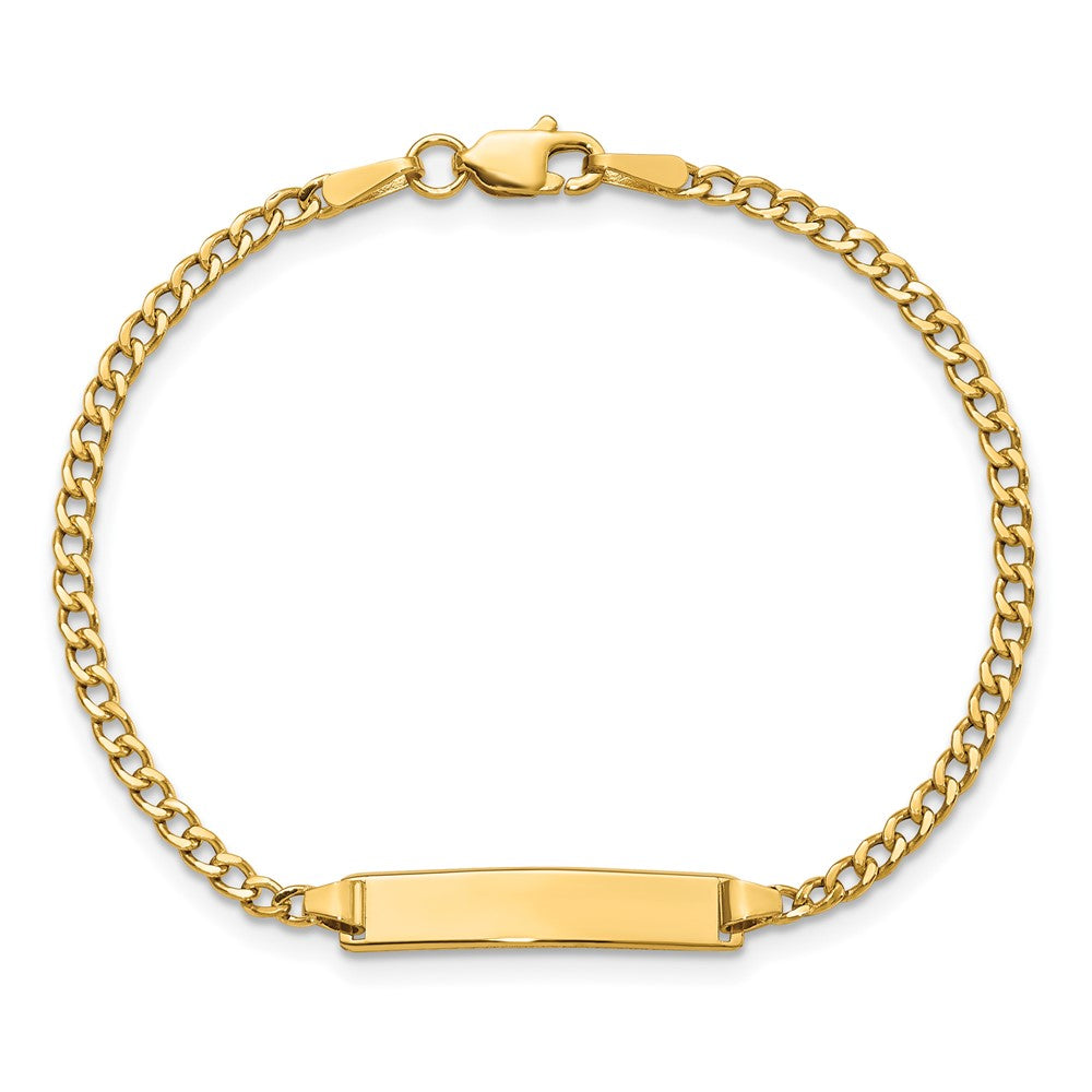 10k Polished Semi-Solid Chain/Solid Plate Cuban Link 20x4.5mm Plate 6 inch Baby/Child ID Bracelet