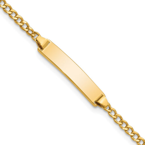 10k Polished Semi-Solid Chain/Solid Plate Cuban Link 20x4.5mm Plate 6 inch Baby/Child ID Bracelet