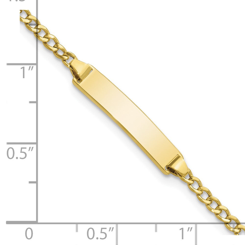 10k Polished Semi-Solid Chain/Solid Plate Cuban Link 23x4mm Plate ID Bracelet