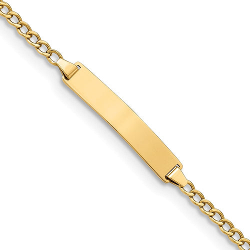 10k Polished Semi-Solid Chain/Solid Plate Cuban Link 23x4mm Plate ID Bracelet