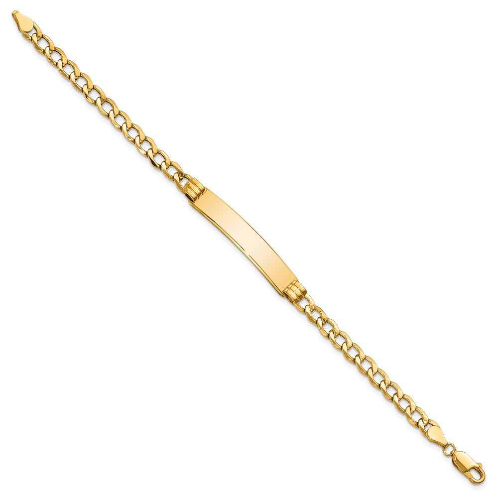 10k Polished Semi-Solid Chain/Solid Plate Cuban Link 35x7mm Plate ID Bracelet