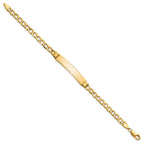10k Polished Semi-Solid Chain/Solid Plate Cuban Link 35x7mm Plate ID Bracelet
